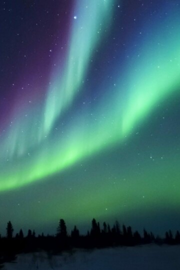 Polarlichter grün und lila