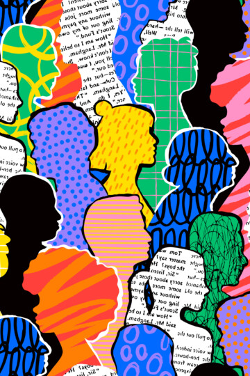 Graphic colourful crowd of people