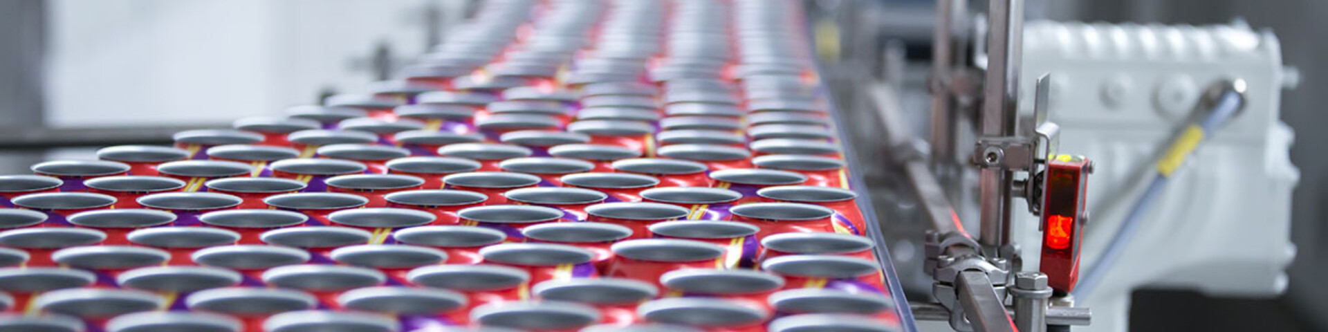 Cans on assembly line